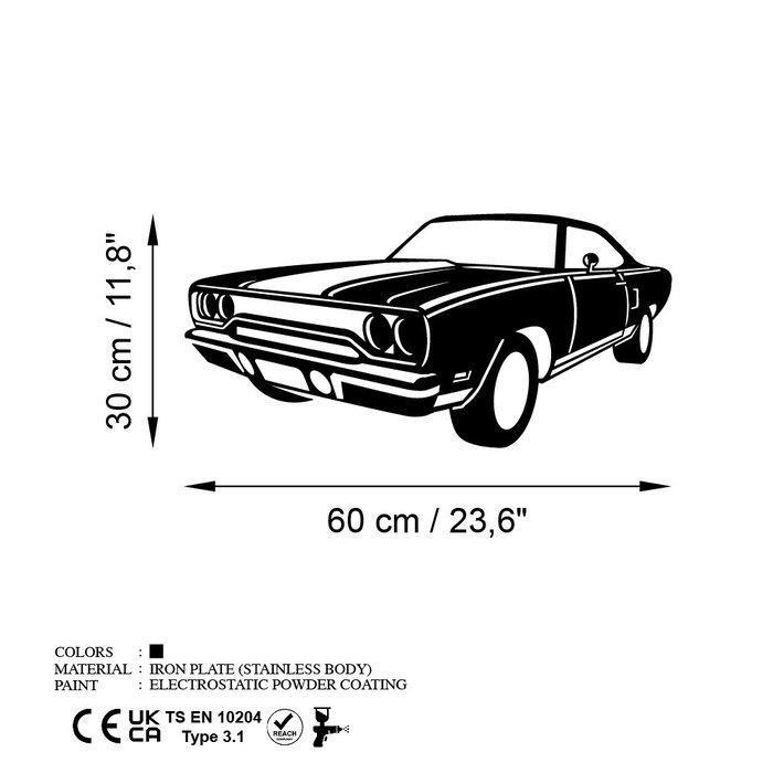 Wallity Plymouth GTX Escultura de pared metálica en Negro